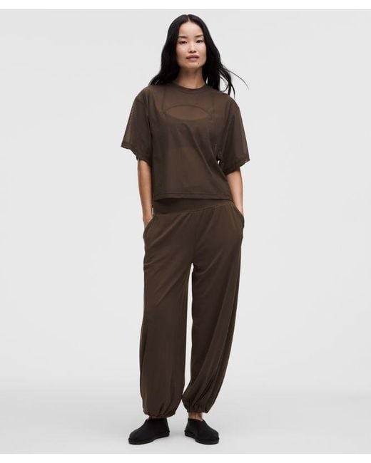 lululemon athletica Brown – Stretch Relaxed-Fit T-Shirt – – Size Large