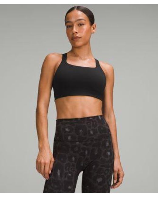 lululemon athletica Black – Ultralu Square-Neck Workout Sports Bra Medium Support, D/Dd Cup – – Size 14