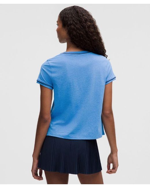 lululemon athletica Blue Crewneck Tennis Short-Sleeve Shirt