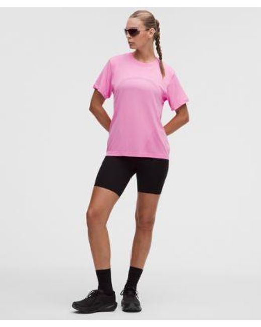lululemon athletica Pink Swiftly Relaxed Short-Sleeve Shirt Hip Length