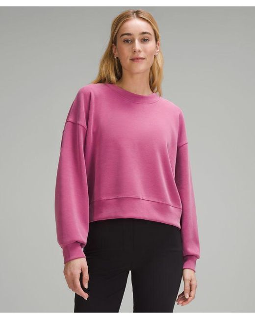 lululemon athletica Red Softstreme Perfectly Oversized Cropped Crew Sweatshirt - Color Pink - Size 0