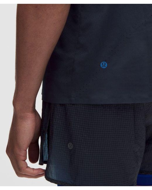 lululemon athletica Blue – Fast And Free Short-Sleeve Shirt Race Length – – Size Large for men