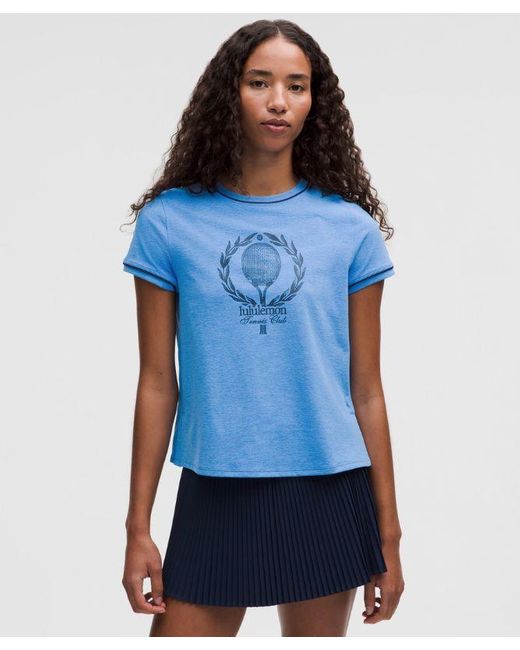 lululemon athletica Blue Crewneck Tennis Short-Sleeve Shirt
