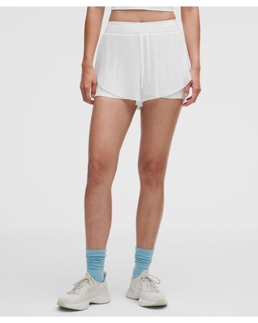 lululemon athletica White – Ace Advantage High-Rise Pleated Tennis Shorts – 2" – – Size Large