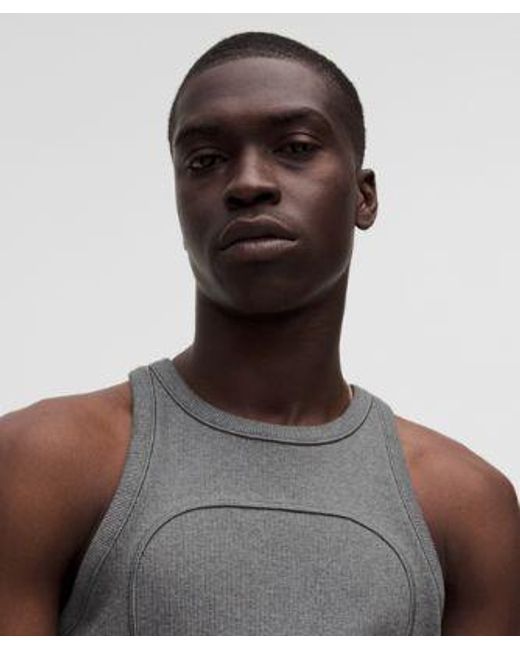 lululemon athletica Gray – Ribbed Cotton Tight-Fit Tank Top Slnsh Collection – – Size Large for men