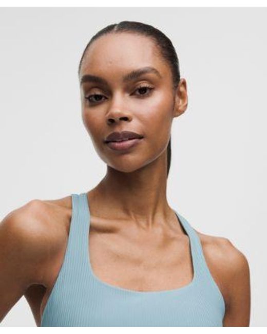 lululemon athletica Blue – All-Time Hero Ribbed Sports Bra Medium Support, B/C Cup – – Size Large
