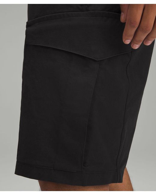 lululemon athletica Black Stretch Cotton Versatwill Cargo Pocket Shorts 10" for men