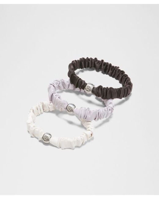 lululemon athletica White – Skinny Hair Scrunchie 3 Pack Logo Bead –
