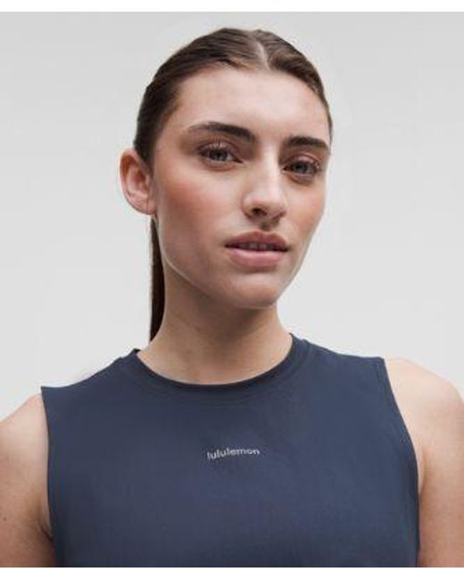 lululemon athletica Blue Pace Crush Cross-Back Graphic Tank Top