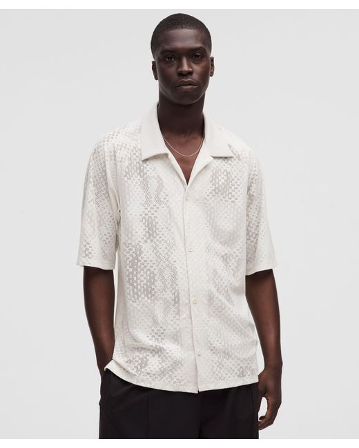 lululemon athletica White – Jacquard-Mesh Short-Sleeve Shirt Slnsh Collection – – Size Medium for men