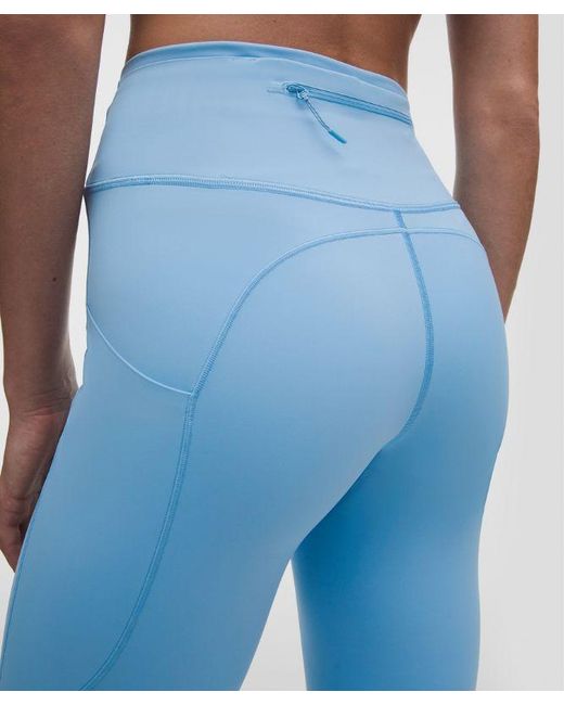 lululemon athletica Blue – Fast And Free 6-Pocket High-Rise Tight Leggings Design – 28" – – Size 14