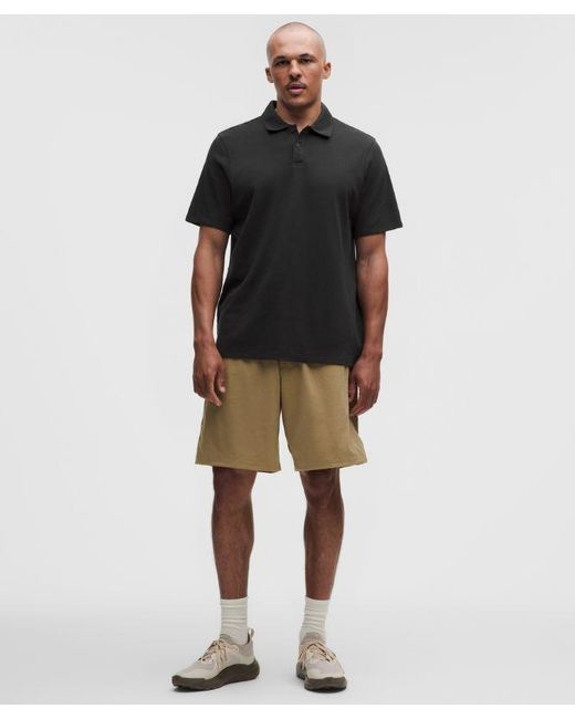 lululemon athletica Black – Pique Short-Sleeve Polo Shirt – Cotton-Blend – – Size Large for men