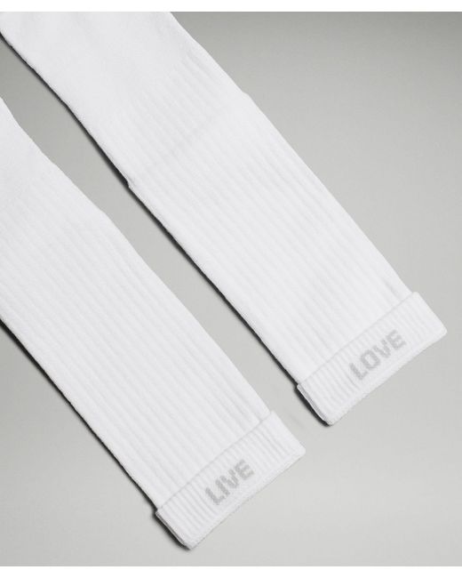 lululemon athletica Metallic Daily Stride Ribbed Comfort Crew Socks 3 Pack - Color White - Size L for men