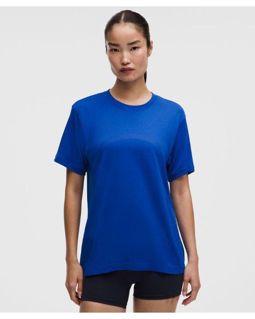lululemon athletica Blue Swiftly Relaxed Short-Sleeve Shirt Hip Length