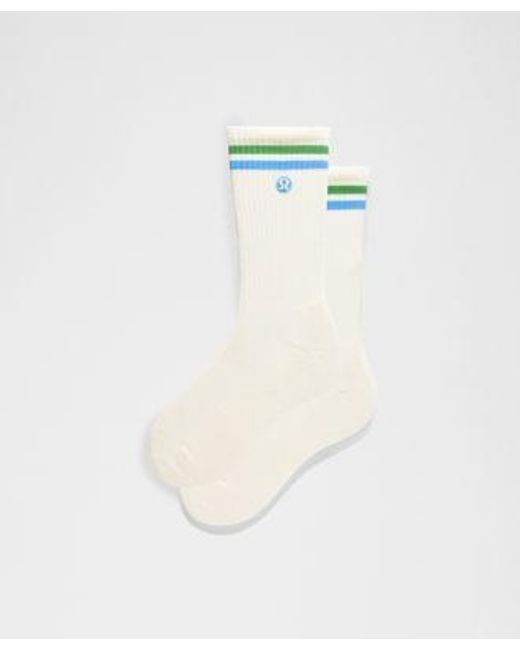 lululemon athletica White – Daily Essential Crew Socks Stripe – – Size Large