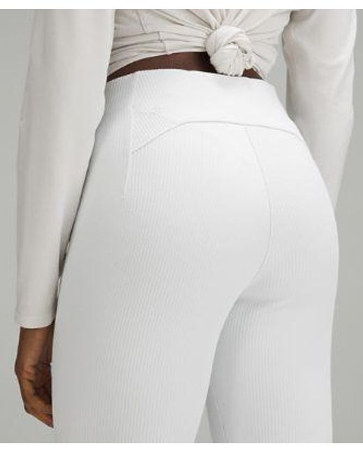 lululemon athletica White Ribbed Softstreme Zip-leg High-rise Cropped Pants 25"