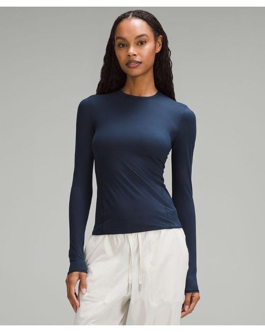 lululemon athletica Blue – Wundermost Ultra-Soft Nulu Crewneck Long-Sleeve Shirt – – Size Large