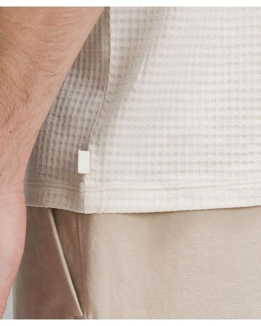 lululemon athletica White – 'Textured-Grid Short-Sleeve Henley Top – – for men