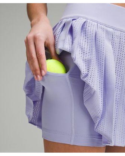 lululemon athletica Blue Pleated Open-knit High-rise Tennis Skirt - Color Purple/pastel - Size 0