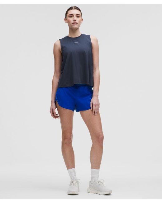 lululemon athletica Blue Pace Crush Cross-Back Graphic Tank Top