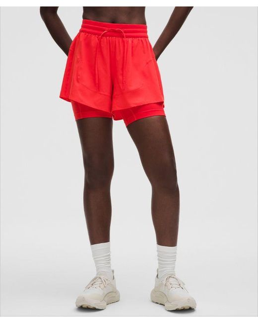 lululemon athletica Red – Swift 2-In-1 High-Rise Shorts Slnsh Collection – 6" – /Neon – Size 6
