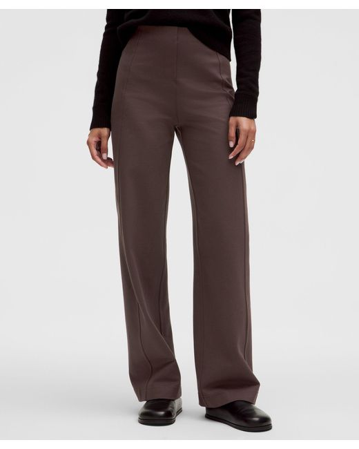lululemon athletica Brown Stretch Knit Straight-Leg Pull-On Pant