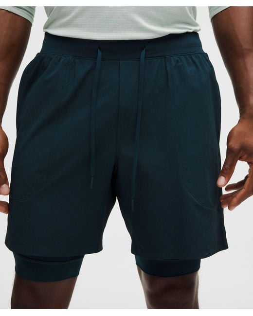 lululemon athletica Gray License To Train Lined Short 7" for men