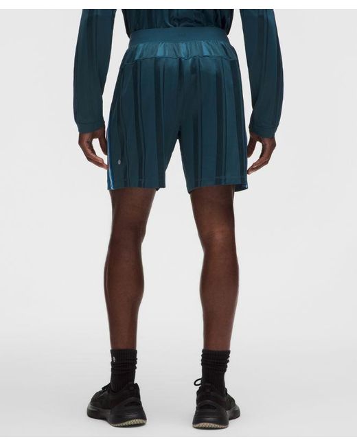 lululemon athletica Blue – Knit Stripe Linerless Training Shorts – 7" – Size Large for men