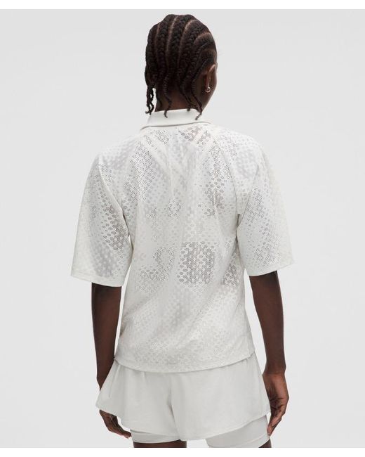 lululemon athletica White – Jacquard-Mesh Short-Sleeve Shirt Slnsh Collection – – Size Large