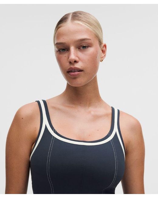 lululemon athletica Blue – Glow Up Tank Top Medium Support, C/D Cup Pipe Detail – – Size 4