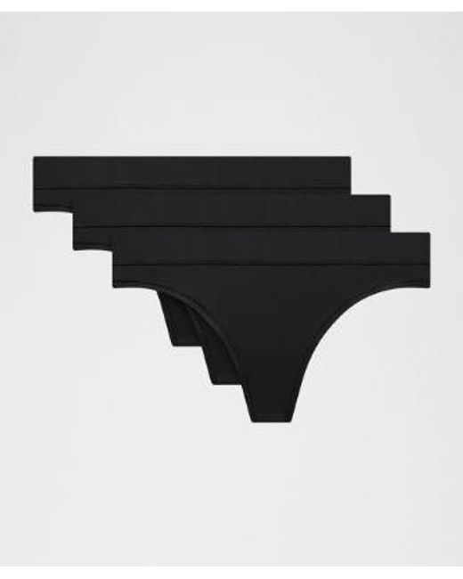 lululemon athletica Black – Underease Mid-Rise Thong Underwear 3 Pack – – Size Large