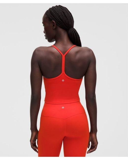 lululemon athletica Red – Flow Y Cropped Tank Top Light Support, B/C Cup – – Size Large