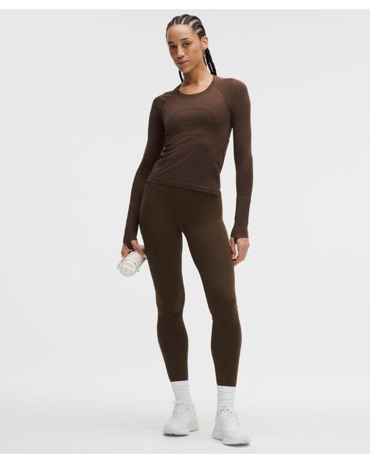 lululemon athletica Brown – Swiftly Tech Long-Sleeve Shirt 2.4 Waist Length – – Size 4