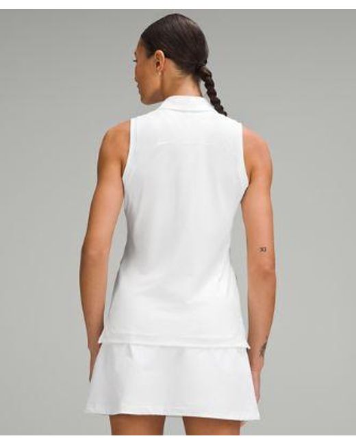 lululemon athletica White Quick Dry Sleeveless Polo Shirt Straight Hem