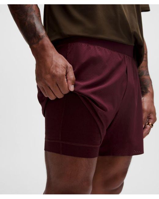 lululemon athletica Red Fast And Free Lined Running Short 5" for men