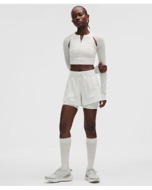 lululemon athletica White – Mesh Cropped Long-Sleeve Shirt Slnsh Collection – – Size Large