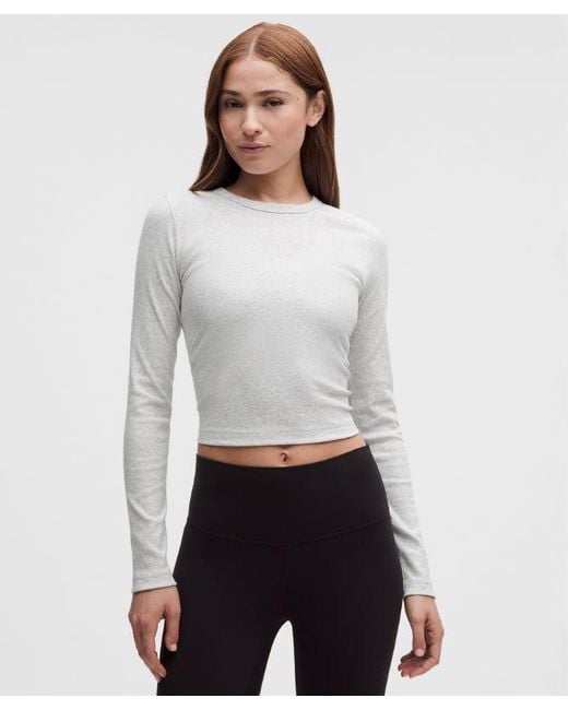 lululemon athletica White – Little Ribbed Long-Sleeve Tee – Color Light/ – Size Large