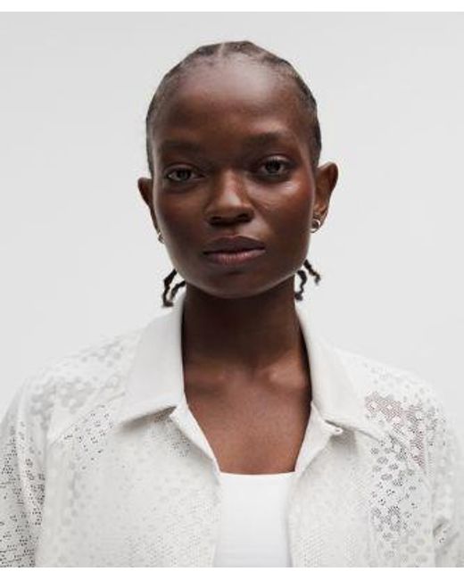 lululemon athletica White – Jacquard-Mesh Short-Sleeve Shirt Slnsh Collection – – Size Large