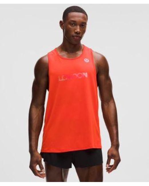 lululemon athletica Red – Fast And Free Tank Top Perforated Stripe London '26 – – Size Large for men