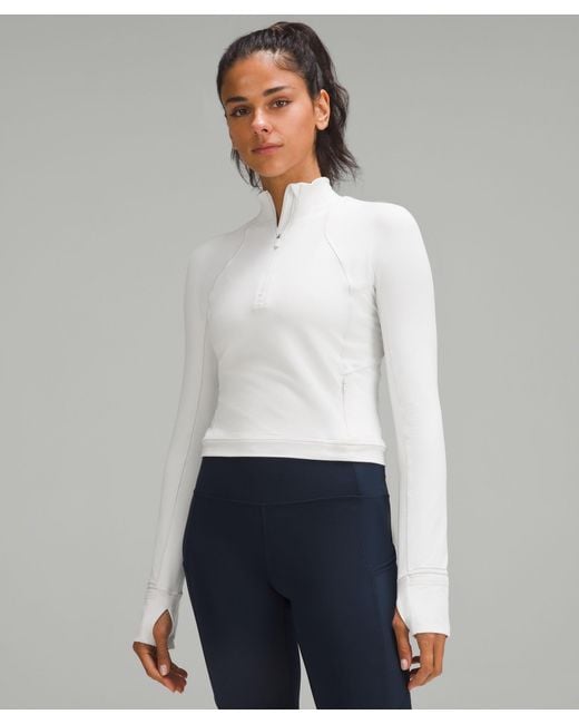 lululemon athletica It's Rulu Cropped Half Zip Long-sleeve Top - Color White - Size 10