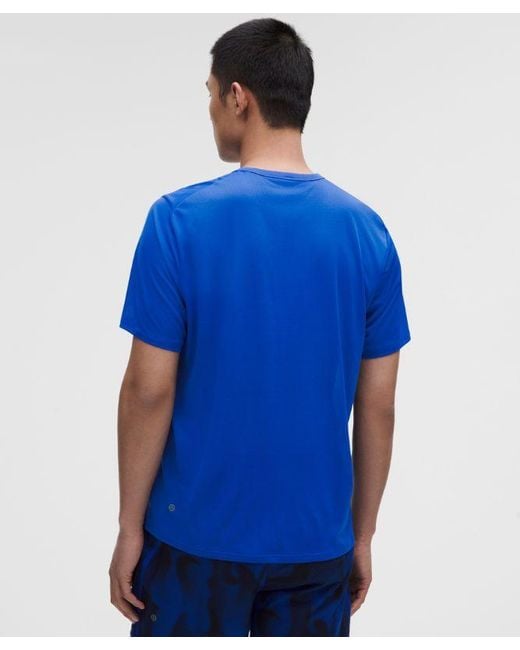 lululemon athletica Blue – Fast And Free Short-Sleeve Shirt Perforated Stripe – – Size Large for men