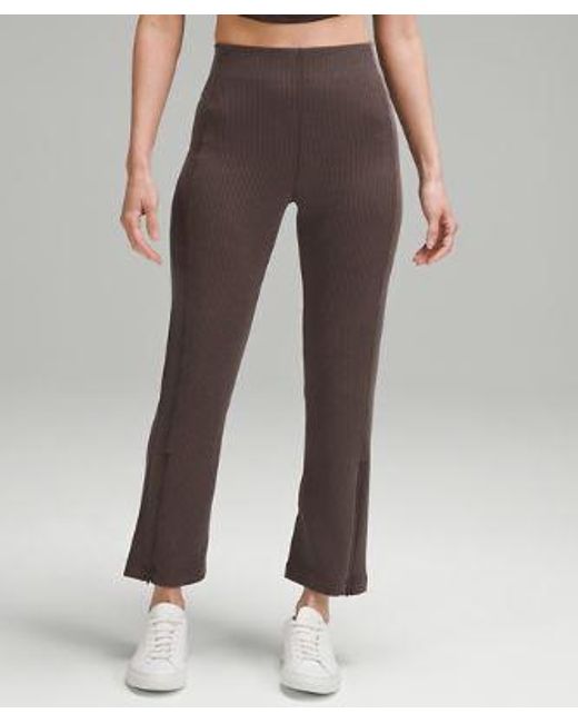 lululemon athletica Brown Ribbed Softstreme Zip-Leg High-Rise Cropped Pant 25"