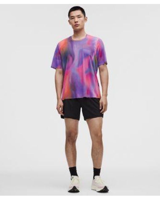 lululemon athletica Purple – Fast And Free Short-Sleeve Shirt Race Length – Color Printed – Size Large for men