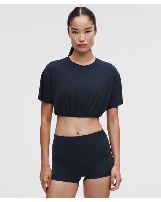lululemon athletica Blue – Jersey Training Super-Cropped T-Shirt – – Size 4