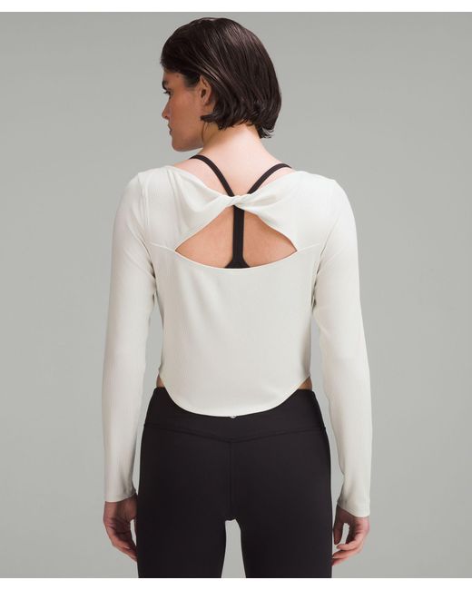 lululemon athletica Gray Modal Silk Twist-back Yoga Long-sleeve Shirt