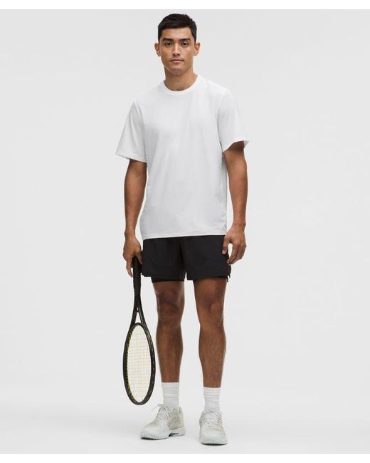 lululemon athletica White Uv-Protective Striped Mesh Tennis T-Shirt for men
