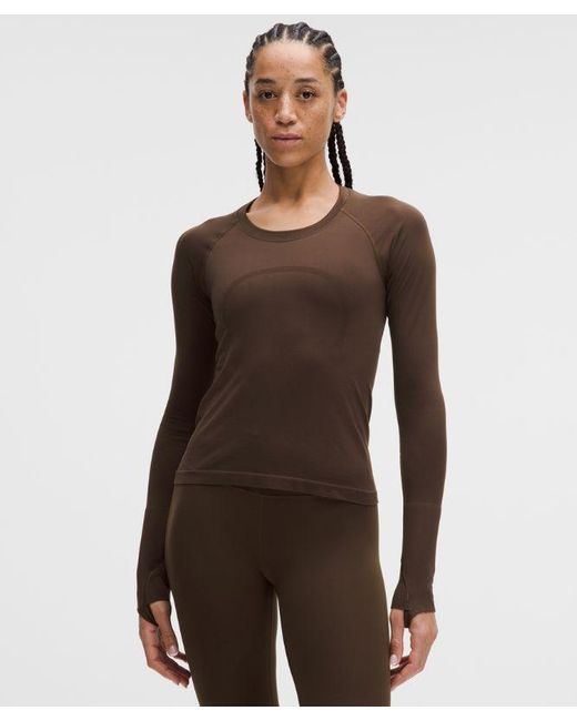 lululemon athletica Brown – Swiftly Tech Long-Sleeve Shirt 2.4 Waist Length – – Size 4