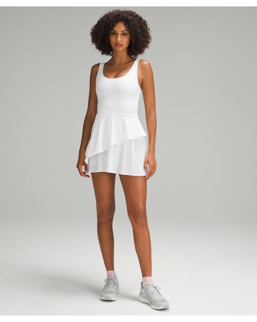 lululemon athletica White Scoop-neck Pleated Tennis Dress