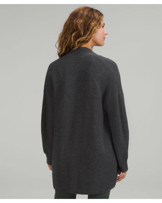 lululemon athletica Merino Ribbed Long Wrap Sweater - Wool-blend - Color  Black/grey - Size 2 in Gray