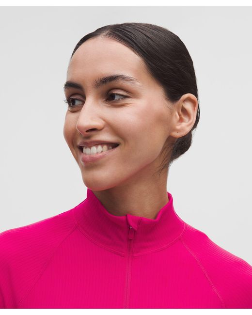 lululemon athletica Pink It's Rulu Ribbed Cropped Half Zip